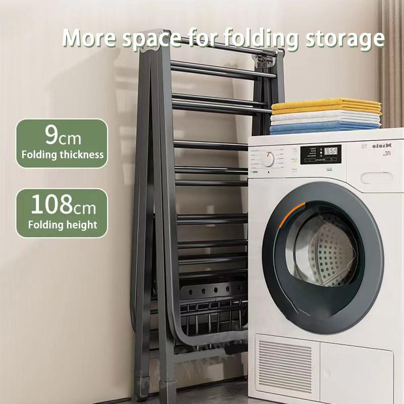 Foldable Clothes Drying Rack Laundry Rack Stainless Steel Thickened Drying Rack Household Indoor Balcony Baby Cool Hanger