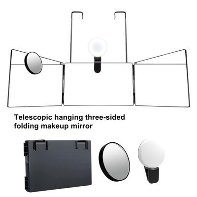 Tri-fold Mirror Hands-free No Distortion DIY 10X Magnifier Self Hair Cutting Styling Tri-fold Mirror with Fill Light for Home