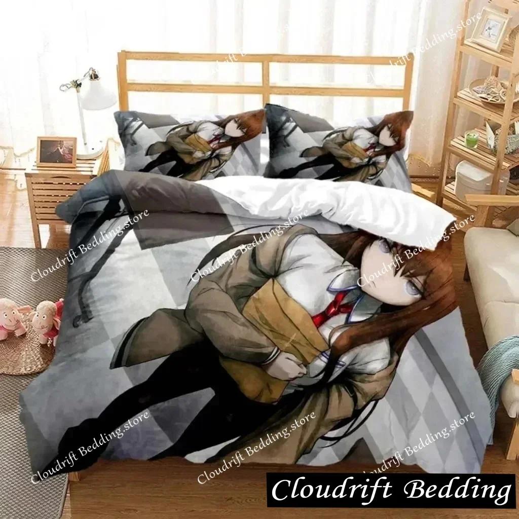 Anime Steins Gate Kurisu Makise Bedding Set Boys Girls Twin Queen Size Duvet Cover Pillowcase Bed Kids Adult Home Textile026