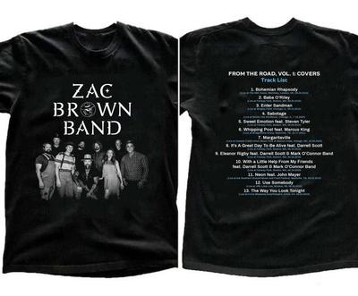 Zac Brown Band 2024 Tournée Musicale T-Shirt Noir Cadeau Fans Toutes Tailles