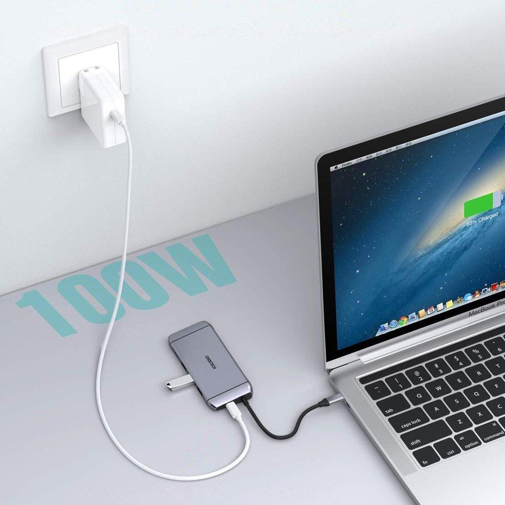 Multifunctional USB HUB SD and TF Card Reader HDMI 4K VGA Full HD RJ45 9in1 Gray