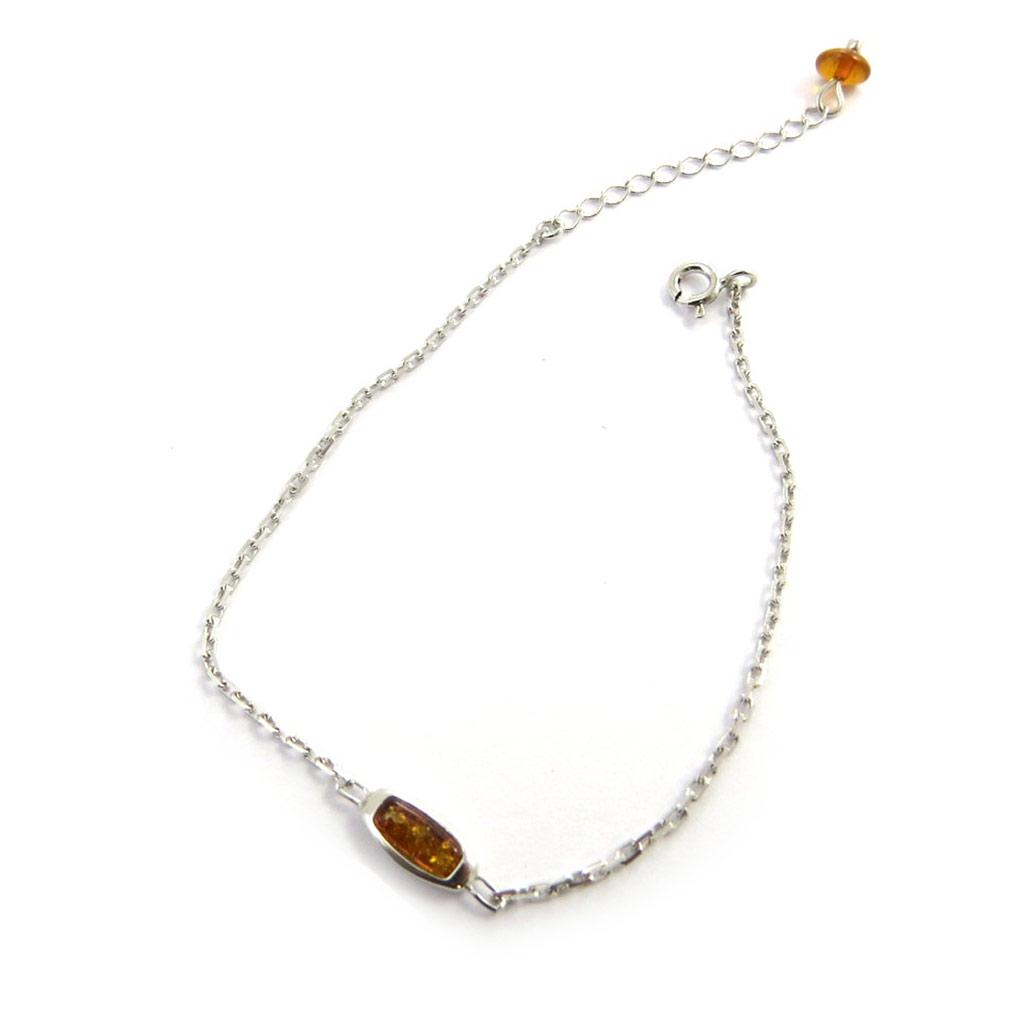 Les Trésors De Lily [N2507] - Silver Bracelet 'Inspiration' Amber Cognac (rhodium-plated) - 7x3 Mm