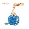 Fashion Cute Crystal Stone Apple Keyring Metal Car Key Chain Purse Bag Decor Gift Suspension Trinket