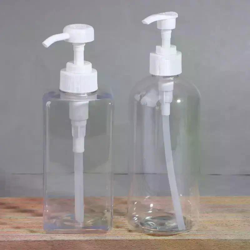 500ML Refillable Pump Bottles Clear White Plastic Liquid Dispensing Bottle For Lotion Shampoo Soap Body Wash Travel Use
