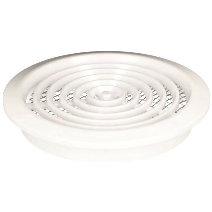 Grille d'aération - KOTARBAU - Rond - Diamètre 80 mm - Moustiquaire - Blanc