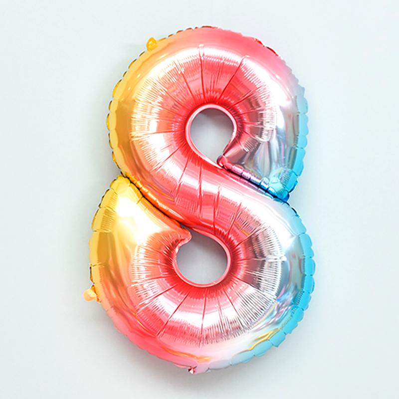 Color Gradient Number Balloon - Aluminum Decorative for Birthdays, Weddings, Festivals