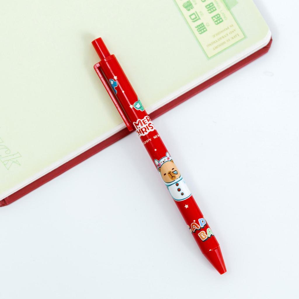 Capybara Christmas Gel Pen: Cartoon Student 0.5mm Black Ballpoint Push Pen - Fun Holiday Stationery Gift