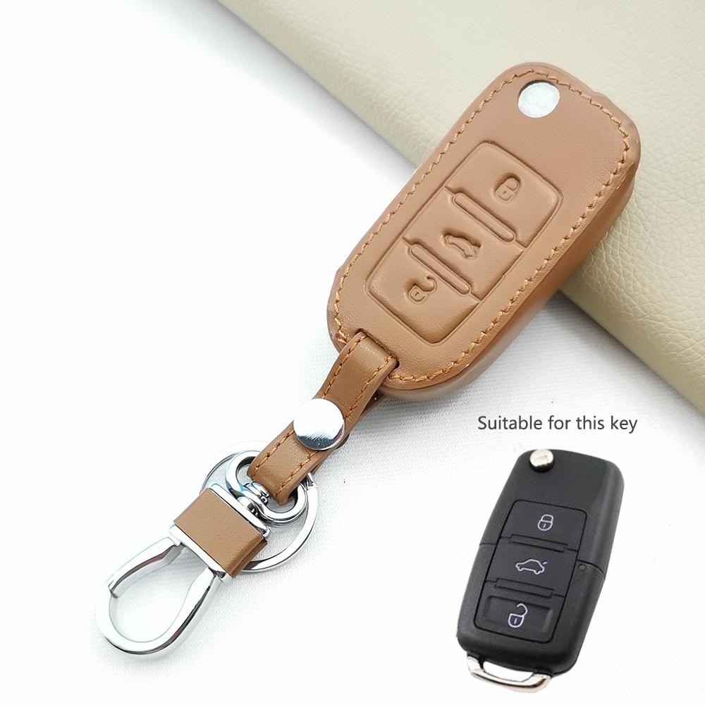For Vw Volkswagen Golf 7 Mk7 Tiguan Mk2 For Seat Ateca Leon Fr 2 Ibiza For Skoda Octavia A7 Leather Car Key Case Cover