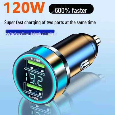 120W Dual Flash Fast Charging Car Charger with Digital Display