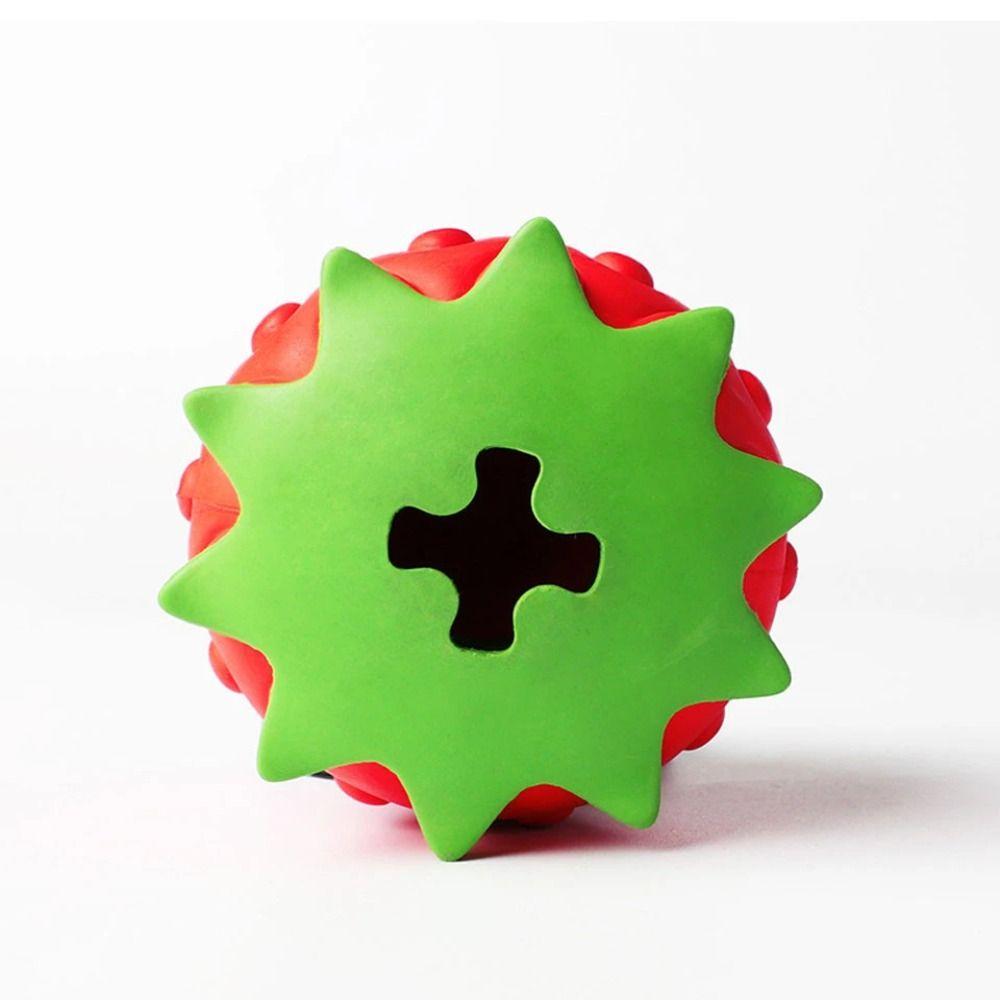 Aardbeivormige Hondenspeelbal met Voedseldispenser Tandenpoetsen Hondentanden Slijpen Speelgoed Puzzelspeelgoed