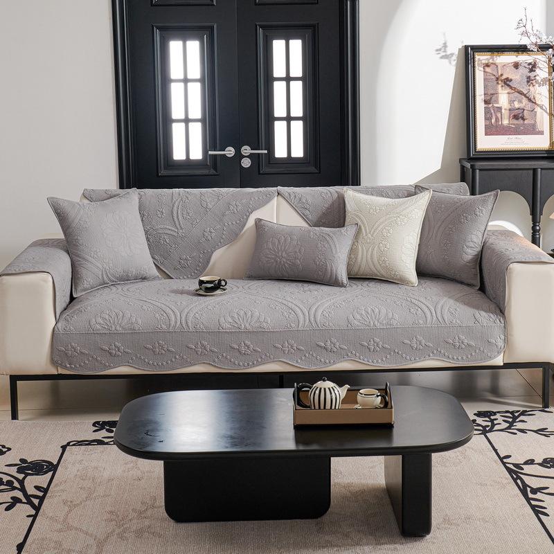 French Cream Style Sofa Cushion Fabric Embroidery Non-Slip Leather Sofa Cover Retro Sofa Towel Four Seasons Universal Cotton