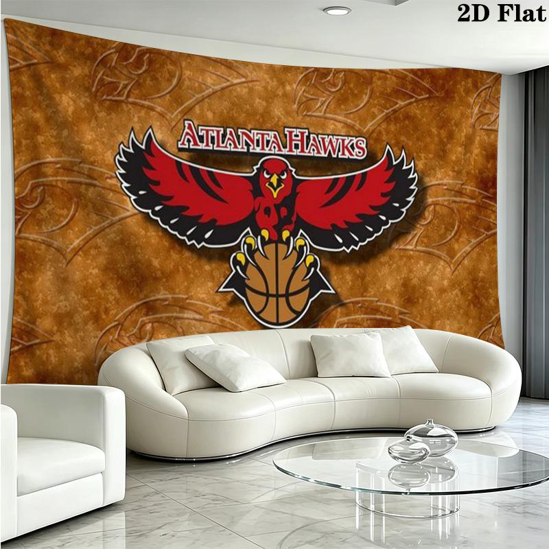 Atlanta Hawks Logo Wall Tapestry Aesthetic Wall Hanging Printed Fabric Blanket Decorative Tapestries for Bedroom Living Room Home Decor