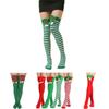Striking Red-green Stripe Christmas Knee Socks For Women Kids