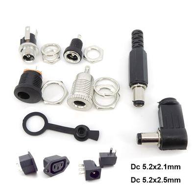 10 stücke DC 025 099 022 Buchsenleisten 5,5x2,1mm 5,5*2,5mm Stromstecker Jack stecker Buchse Mutter Plattenmontage wasserdichte abdeckung rechtwinklig