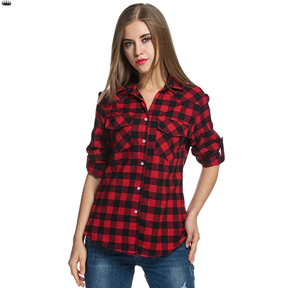 Buy Fashion Womens Tartan Plaid Flannel 