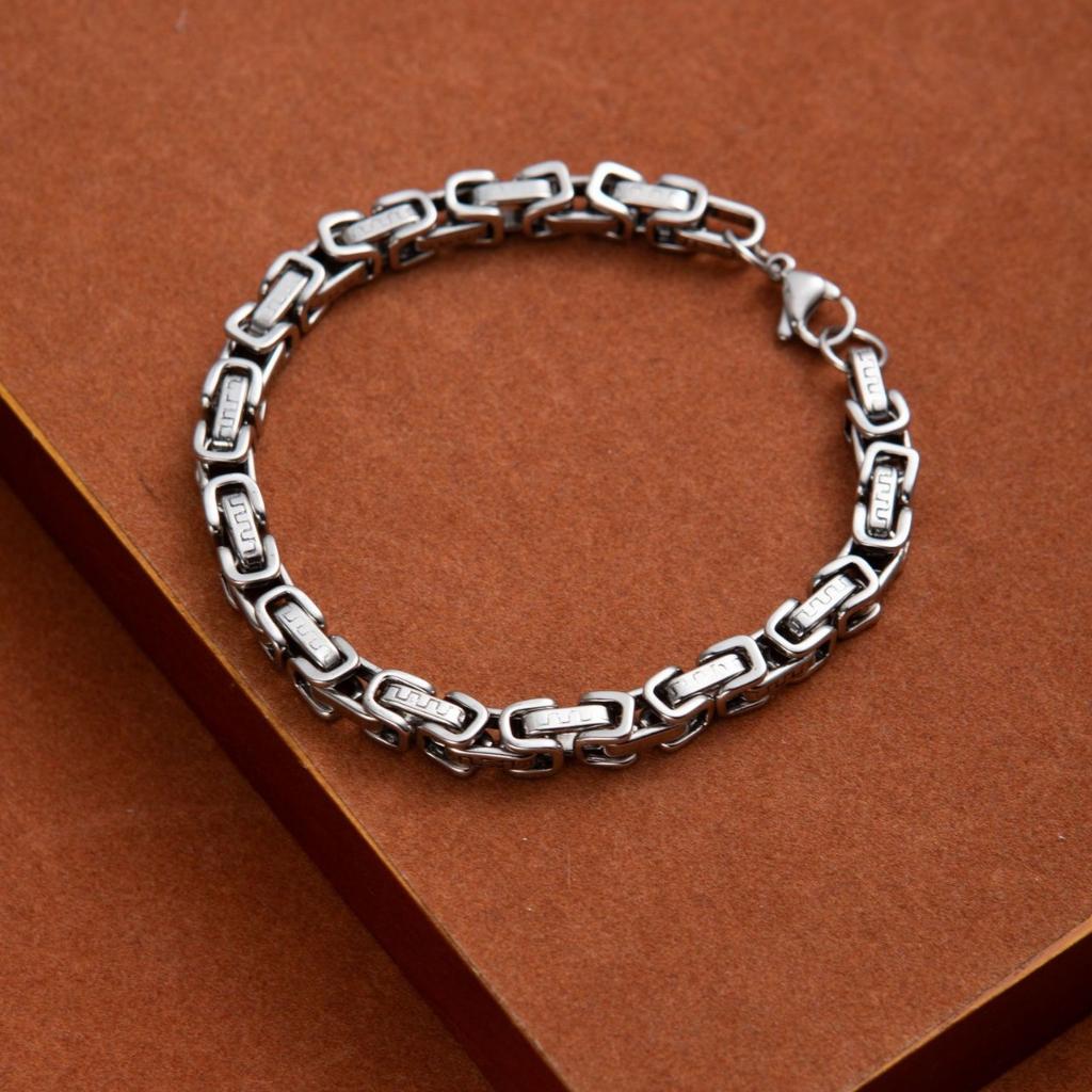 Titanium Steel Bracelet Men'S Retro Black Plated Polished Hip Hop Punk Style Bracelet Trendy Cool Personality Jewelry