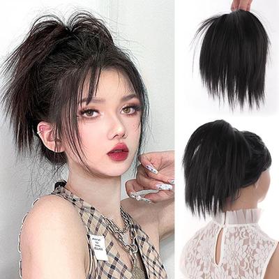 Synthetische Messy Bun Straight Scrunchy Haarbänder Bun Chignon Elastic Messy Scrunchie Wrap für Pferdeschwanzverlängerungen für Frauen