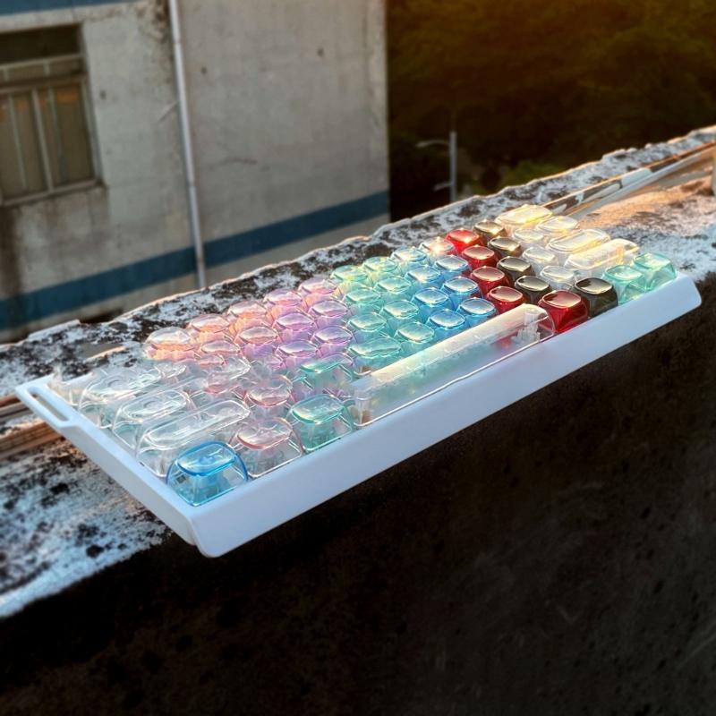 10Pcs Transparents Blank Keycap Set 1.25U MOA Profile Crystal Translucents Keycaps for Mechanical Keyboards