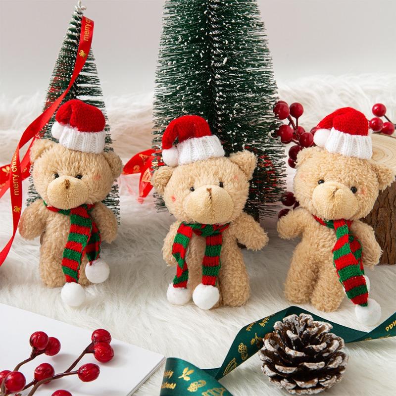 3pcs Christmas teddy bear plush teddy bear gift clothing bag keychain pendant pendant pendant accessory, perfect Valentine's Day, Christmas,