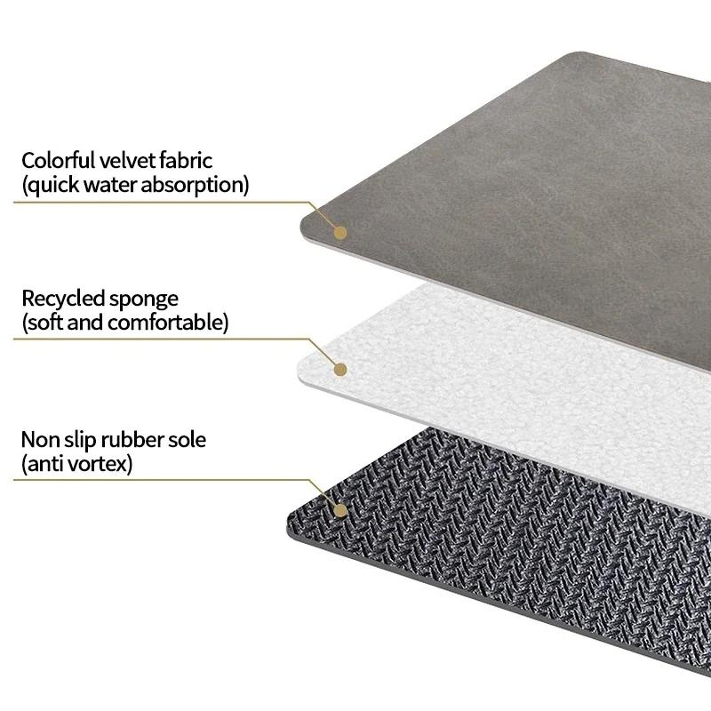 Bath Mat Diatomite Foot Mat Bath Mat Super Absorbent Bathroom Rug Non-slip Bathtub Side Carpet Shower Room Area Rug