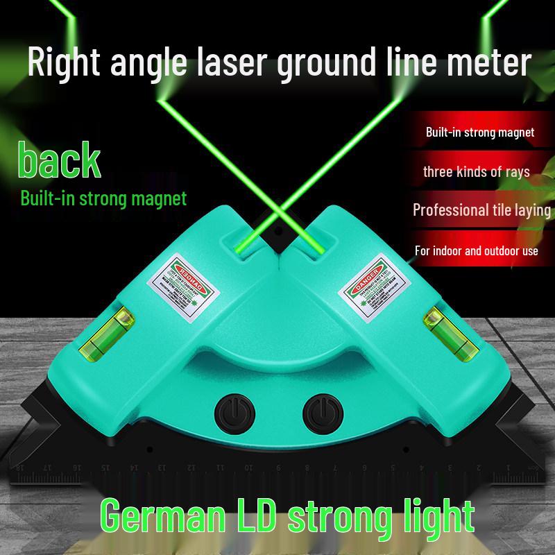 High-Brightness Green Laser Level: 90-Degree Right Angle, Infrared Positioning for Tile, Curtain, and Cloth Cutting - No Line Drawing Needed