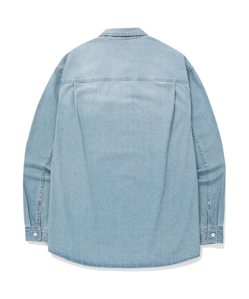 COVERNAT Semi-Oversized Washed Denim Shirt Light Blue