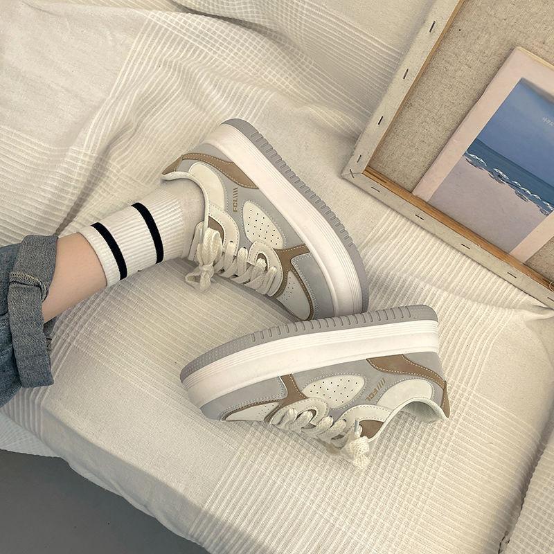 

Белые туфли на платформе для женщин, весна и осень, модные кроссовки для увеличения высоты, новые повседневные кроссовки Wild Running 40