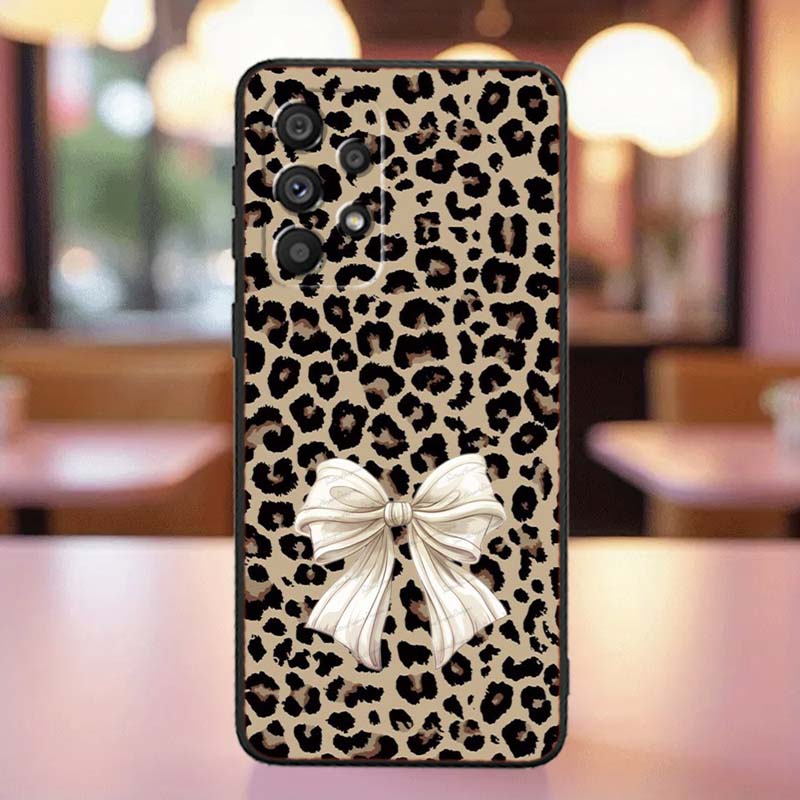 Luxurious leopard print pattern For Samsung A41 A35 A34 A33 A32 A25 A24 A23 A21s A06 A05 A04 A03 Note 10 20 Ultra 5G Black Case