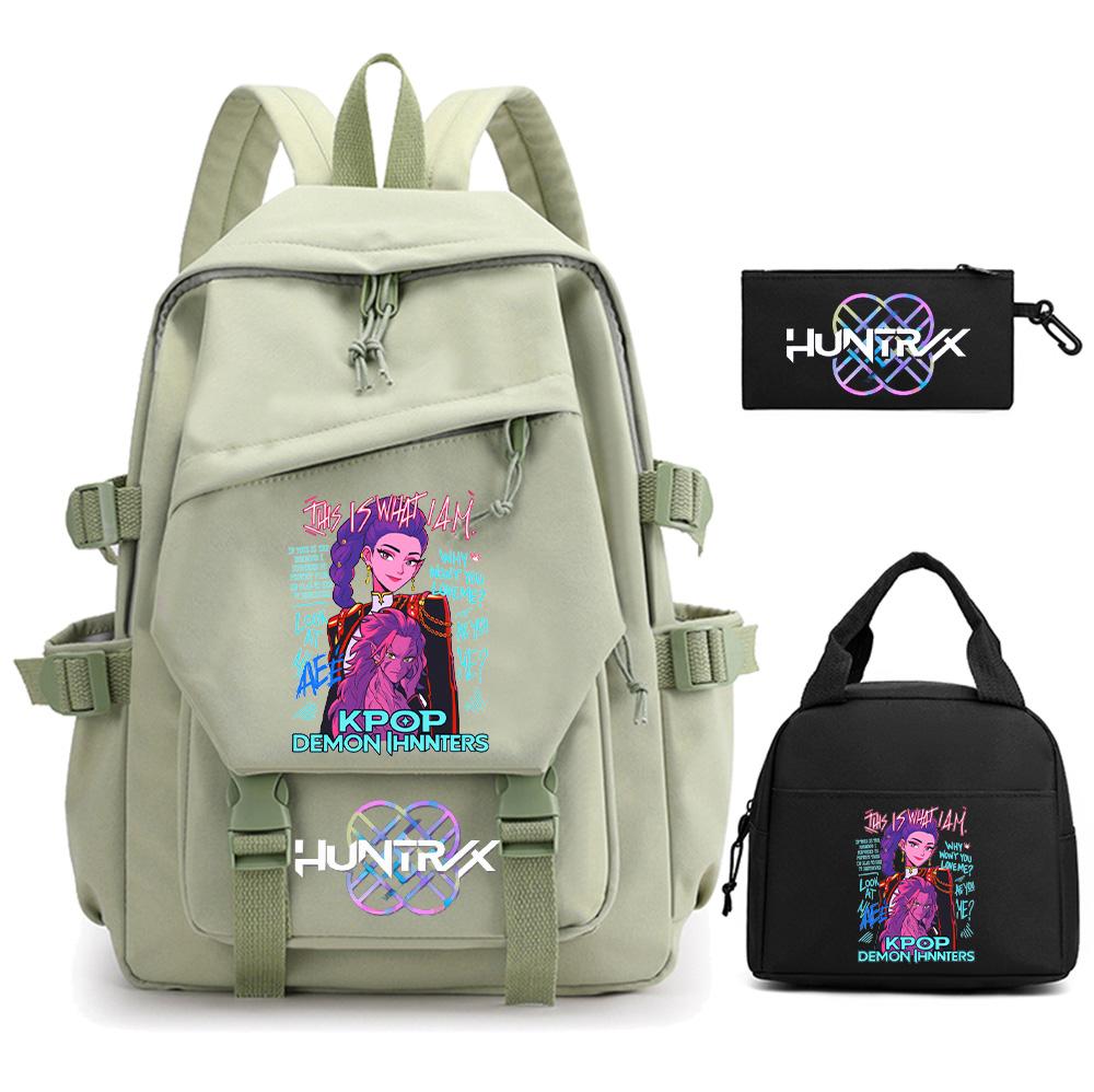 3Pcs/set K-pop Demon Hunters Printed Backpack for Teenger Boy Girl Large Capacity Schoolbag Children Student Bookbag Women Waterproof Travel Bag