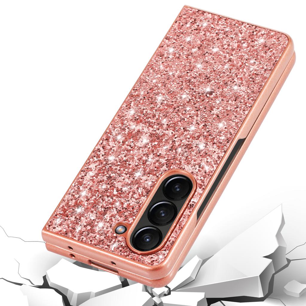 For Samsung Galaxy Z Fold5 5G Glitter Sequins Phone Case Electroplating TPU Frame Hard PC Back Cover