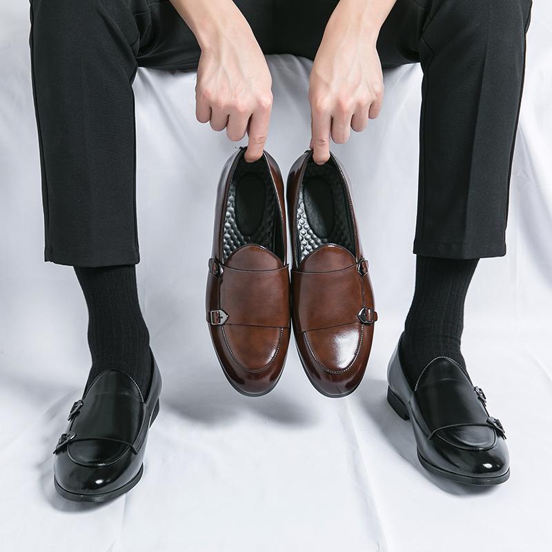 Herren Lederschuhe Formelle Monk Schuhe Herren Business Büro Männlich Freizeitkleidung Derby Schuhe Schnalle Hochzeitsfeier Luxus Modeschuhe