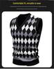 Men's Trendy V-Neck Plaid Color Block Knit Vest - Autumn/Winter Casual Warm Layer
