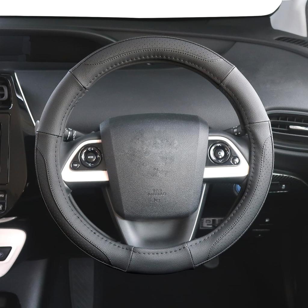 Nishiki Sangyo Tomboy Steering Wheel Genuine Recycled Genuine Leather Size Cover, Leather, Leather, Look, Antibacterial, Black, Small, GL-9250