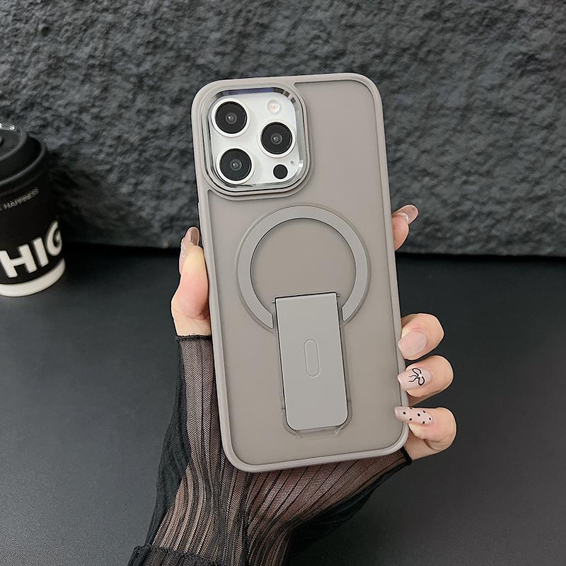 For Magsafe Solid Color Matte Soft TPU Border Bracket Shockproof Phone Case For IPhone 15 Pro Max 13 12 11 14 Pro Max Plus Cover