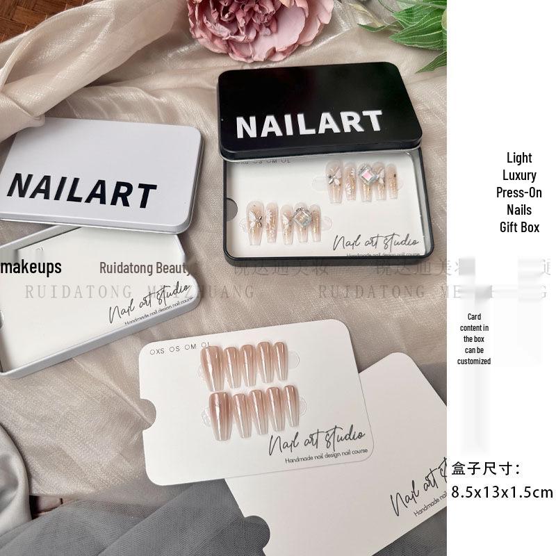 Nail Art Luxury Iron Storage Box for Handmade Press-On Nails White Rectangular Iron Box 599₽