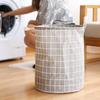 Cotton Linen Plaid Foldable Laundry Hamper & Multifunctional Storage Basket