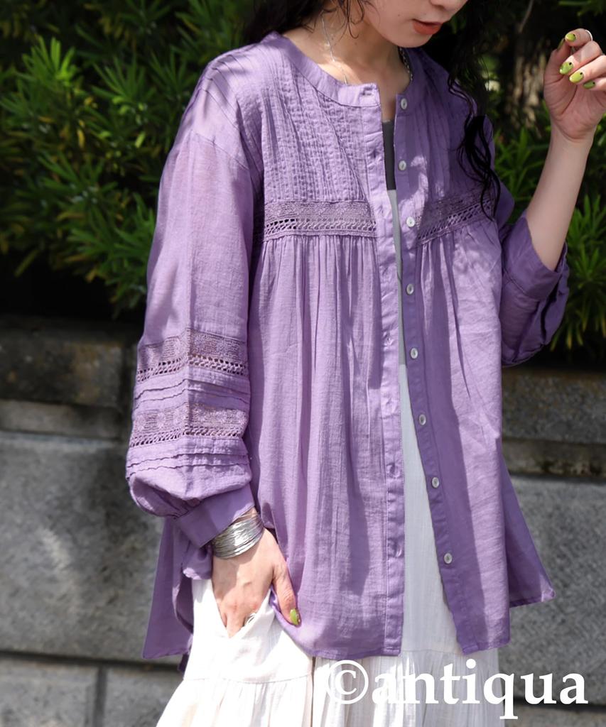 Antiqua Embroidered Long Sleeve Indian One Size Purple Women's Blouse, Cotton, IYA-00076, 23,