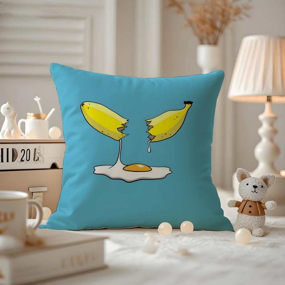 Art Abstract fruit Cushion Cover Antidustmite Pillowcase Invisible zipper silky short plush Sofa cushion cover
