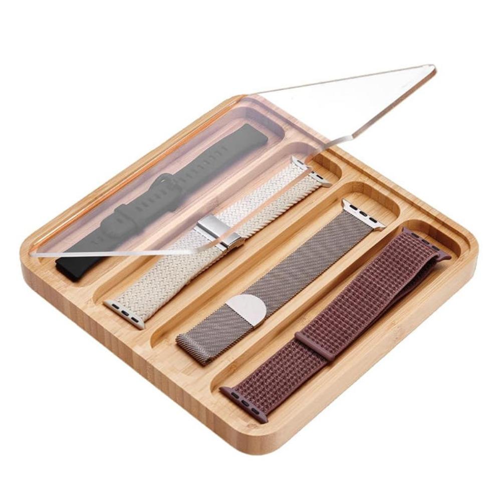 

Wooden Watch Band Organizer 4/8/9 Slots with Acrylic Top Lid Watch Band Display Case Watches Straps Storage Box