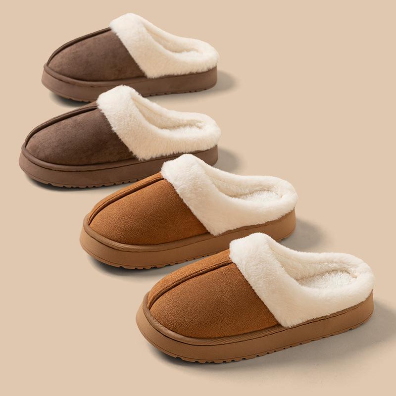 Cotton Slippers Autumn and Winter Thick Bottom Comfortable Home Warm Half Pack Snow Boots Couple Hair Slippers