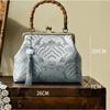 Johnature Elegant Women Cheongsam Banquet Bag Brocade Bamboo Handle Handbag Versatile Tassel Lady Shoulder Bags