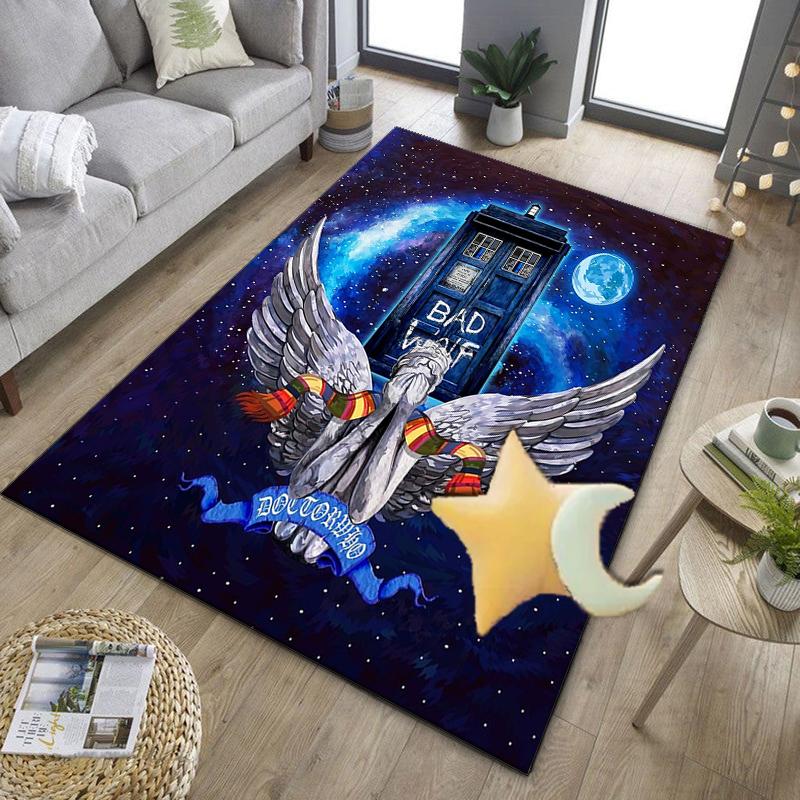 Tardis In Starry Night Office Rug Chair Mat, Game Carpet, Suitable for Front Door, Bedroom, Living Room, Desk, Holiday Gift