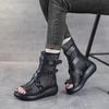 Fashion 6CM New Fashion Women Wedges Sandals Summer Air Mesh Cool Boots Ladies Genuine Leather Open Toe Platform Gladiator Sandals Black