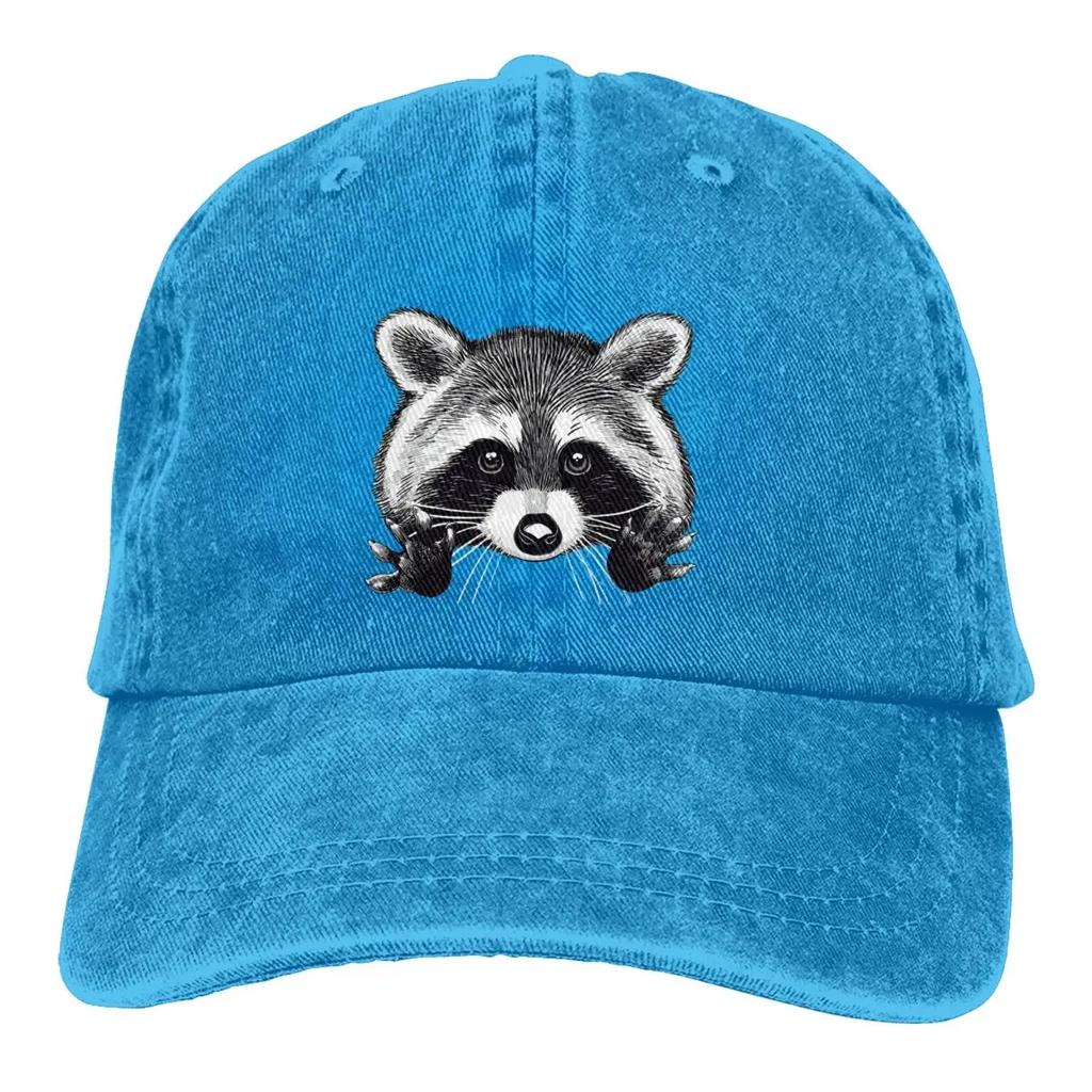 Raccoon Baseball Caps Peaked Cap Cute Animal Sun Shade Hats for Men Animal Lovers Snapback Denim Four Seasons Casual