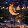 Festive Garden Stake Lights Solar Snowman/Ghost Moon Light, Waterproof Metal Sculpture, Decorative Iron Ground Insert Powered Lamp for Outdoor Pathway