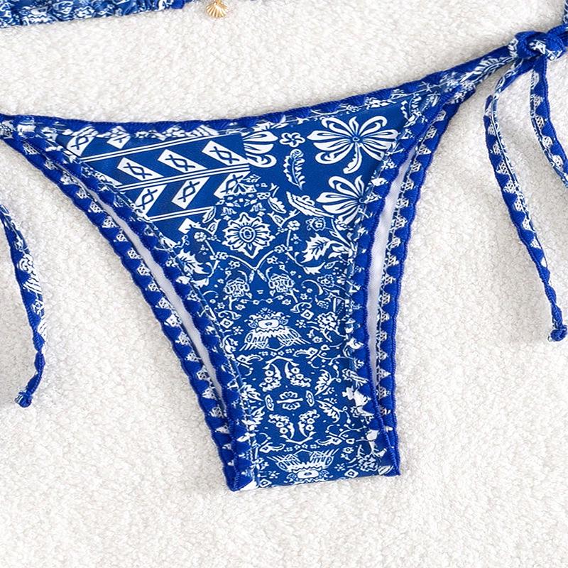 Huludao 2024 Halter Neck Printed Bikini - Trendy Beach Swimsuit for Women