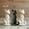 S-1 Pc Elegant Cat Sculpture With Stripes Cat Figurine Indoor/Outdoor Home Decor Charming Cat Statue Desks Bookshelves Ornament