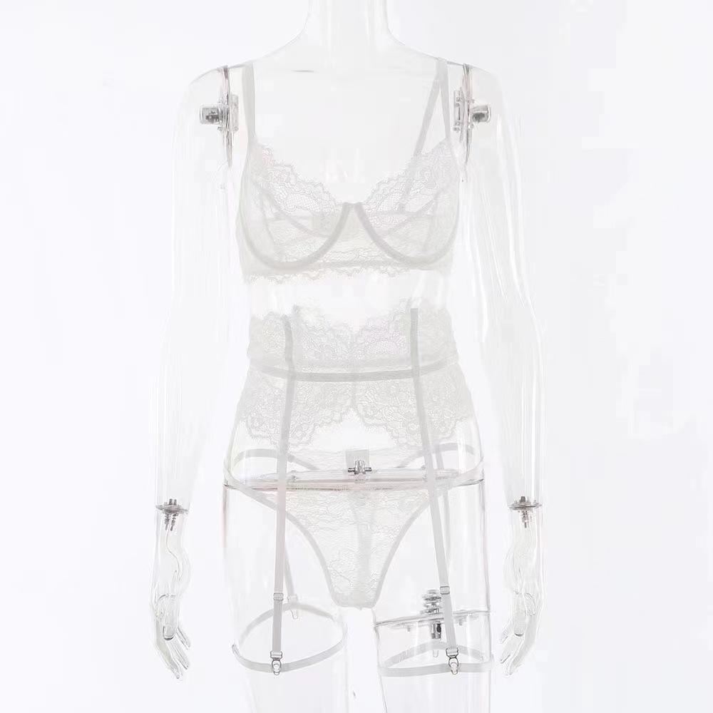 Women's Lace Halter Lingerie & Stocking Set