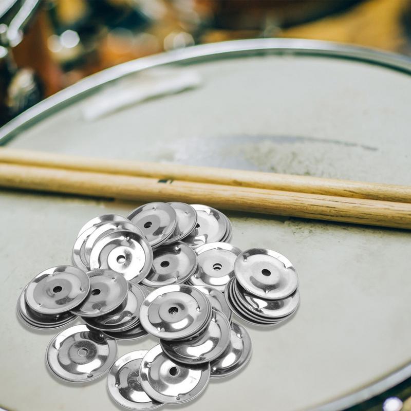 50pcs Tambourine Ring Cymbals Ching Rings Percussion Instrument Drum Ring Double Row Rattle Drum Rings Durable Drum Accessories