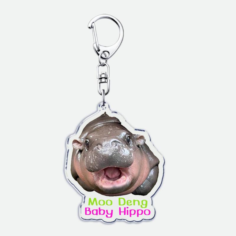 Funny Baby Hippo Cute Keychains Keyring for Accessories Bag Moo Deng Meme Pendant Keyring Jewelry Fans Gifts